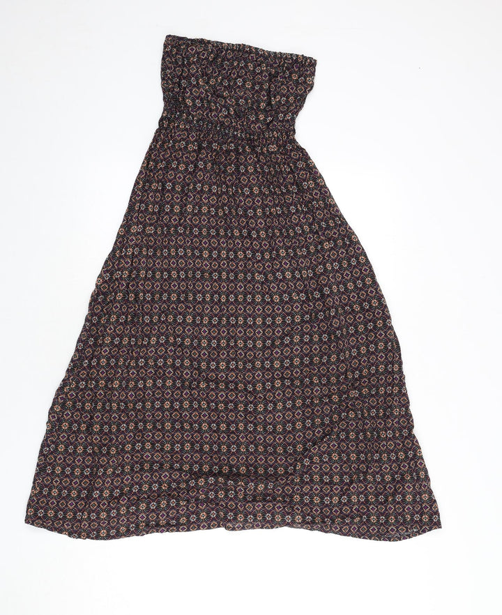 New Look Womens Multicoloured Geometric Viscose A-Line Size 6 Off the Shoulder Pullover - Bandeau Dress