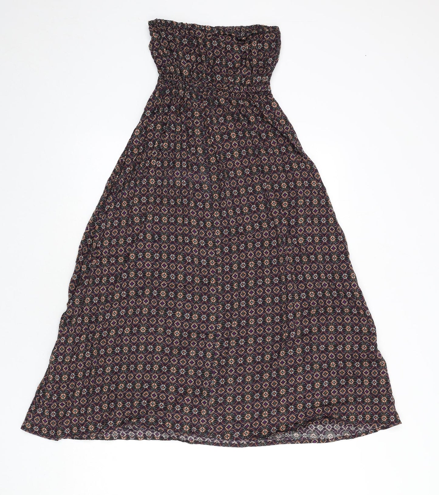 New Look Womens Multicoloured Geometric Viscose A-Line Size 6 Off the Shoulder Pullover - Bandeau Dress