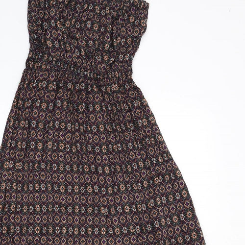 New Look Womens Multicoloured Geometric Viscose A-Line Size 6 Off the Shoulder Pullover - Bandeau Dress