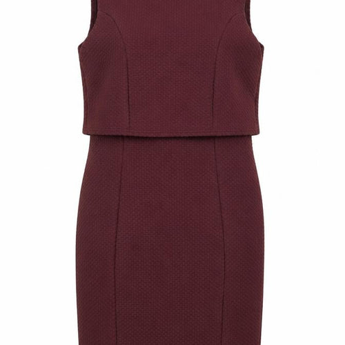Miss Selfridge Womens Red Check Polyester Pencil Dress Size 12 Round Neck Zip