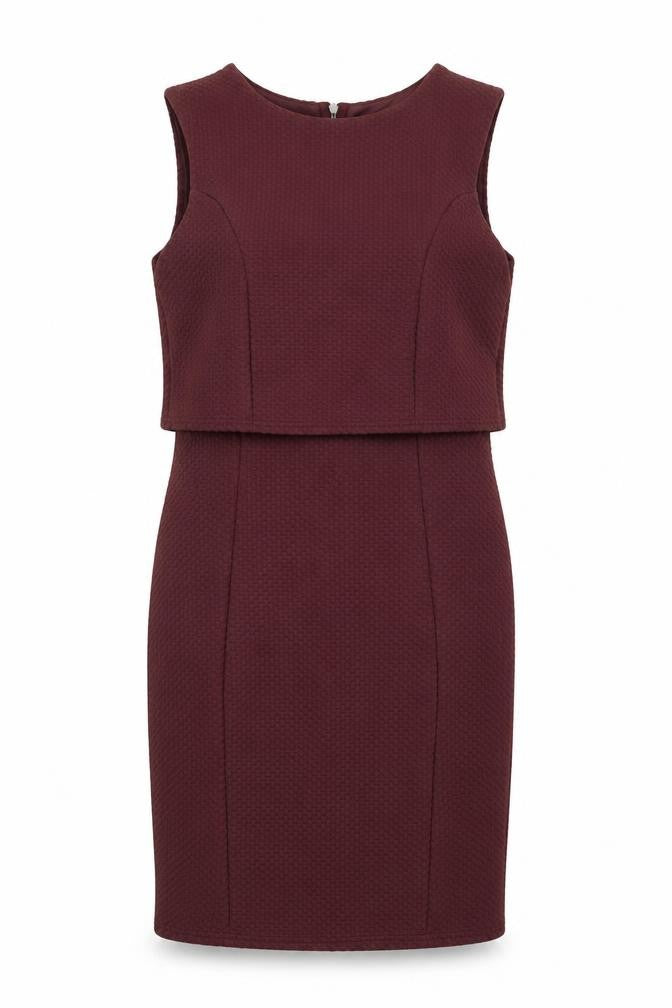 Miss Selfridge Womens Red Check Polyester Pencil Dress Size 12 Round Neck Zip