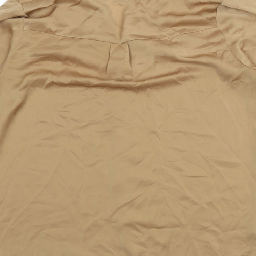 Limited Edition Womens Brown Polyester Basic Button-Up Size 14 V-Neck