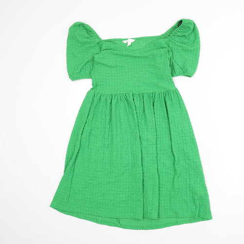 Divided by H&M Womens Green Polyester A-Line Size S Off the Shoulder Pullover