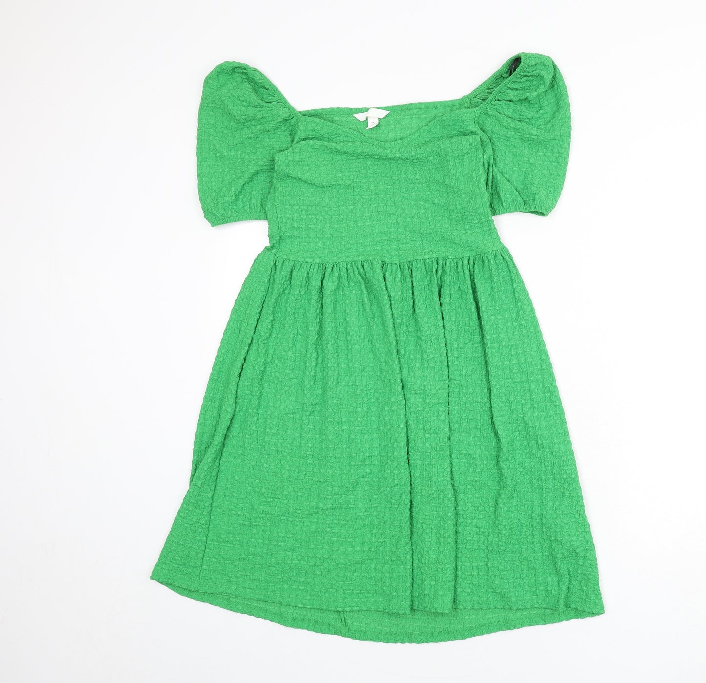 Divided by H&M Womens Green Polyester A-Line Size S Off the Shoulder Pullover