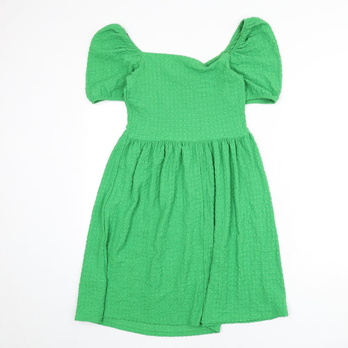 Divided by H&M Womens Green Polyester A-Line Size S Off the Shoulder Pullover