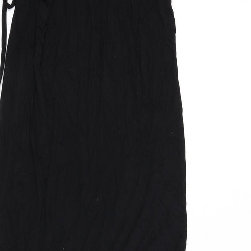 LASCANA Womens Black Floral Viscose Sheath Size 10 Round Neck Tie - Keyhole Cut Out