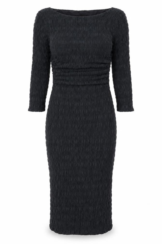 Phase Eight Womens Grey Lyocell Bodycon Size 8 Boat Neck Zip - Shirred