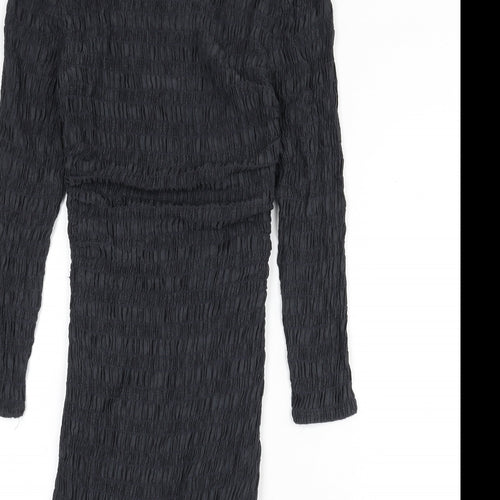 Phase Eight Womens Grey Lyocell Bodycon Size 8 Boat Neck Zip - Shirred