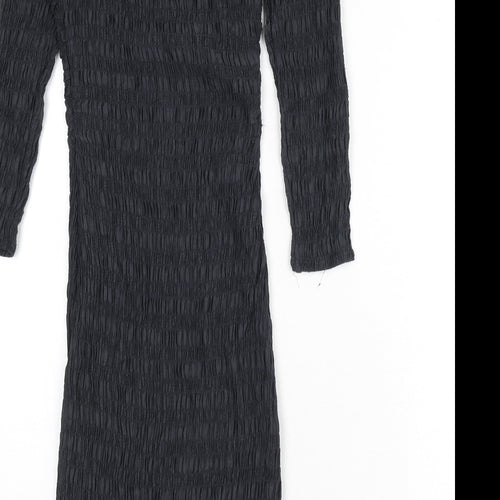 Phase Eight Womens Grey Lyocell Bodycon Size 8 Boat Neck Zip - Shirred