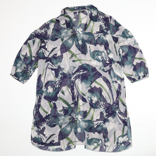 RJR.John Rocha Womens Multicoloured Geometric Polyester Tunic Blouse Size 16 Collared - Sheer