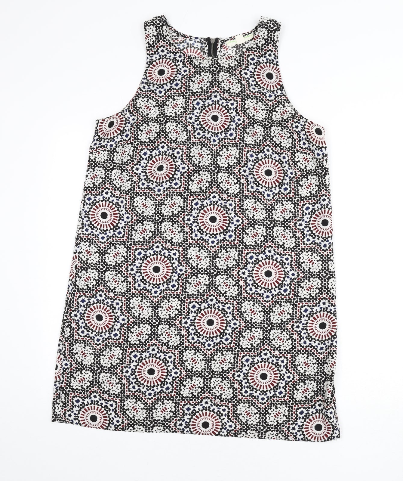 Staring at Stars Womens Multicoloured Geometric Polyester Tank Dress Size L Round Neck Zip
