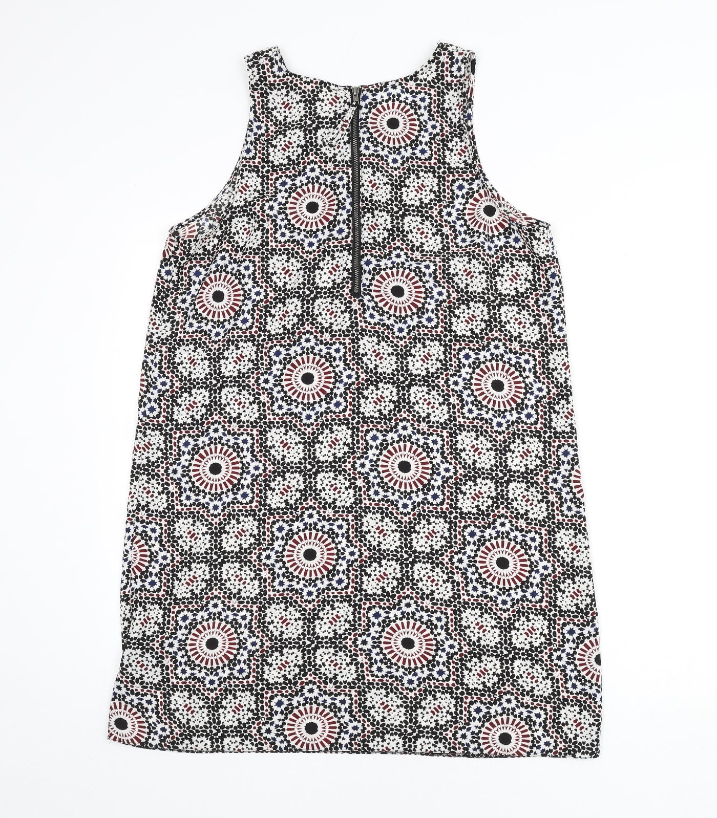 Staring at Stars Womens Multicoloured Geometric Polyester Tank Dress Size L Round Neck Zip