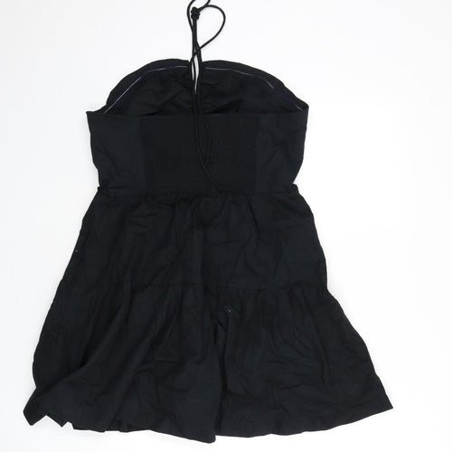 Anthropologie Womens Black Cotton Fit & Flare Size L Halter Tie