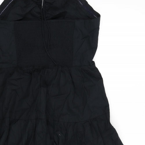 Anthropologie Womens Black Cotton Fit & Flare Size L Halter Tie