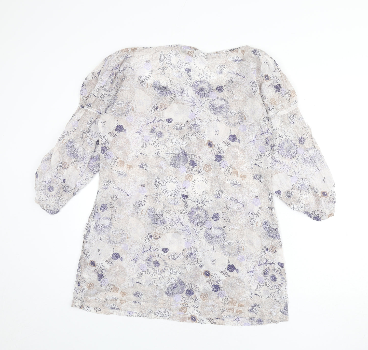 Part Two Womens Multicoloured Geometric 100% Cotton Tunic Blouse Size 10 Boat Neck