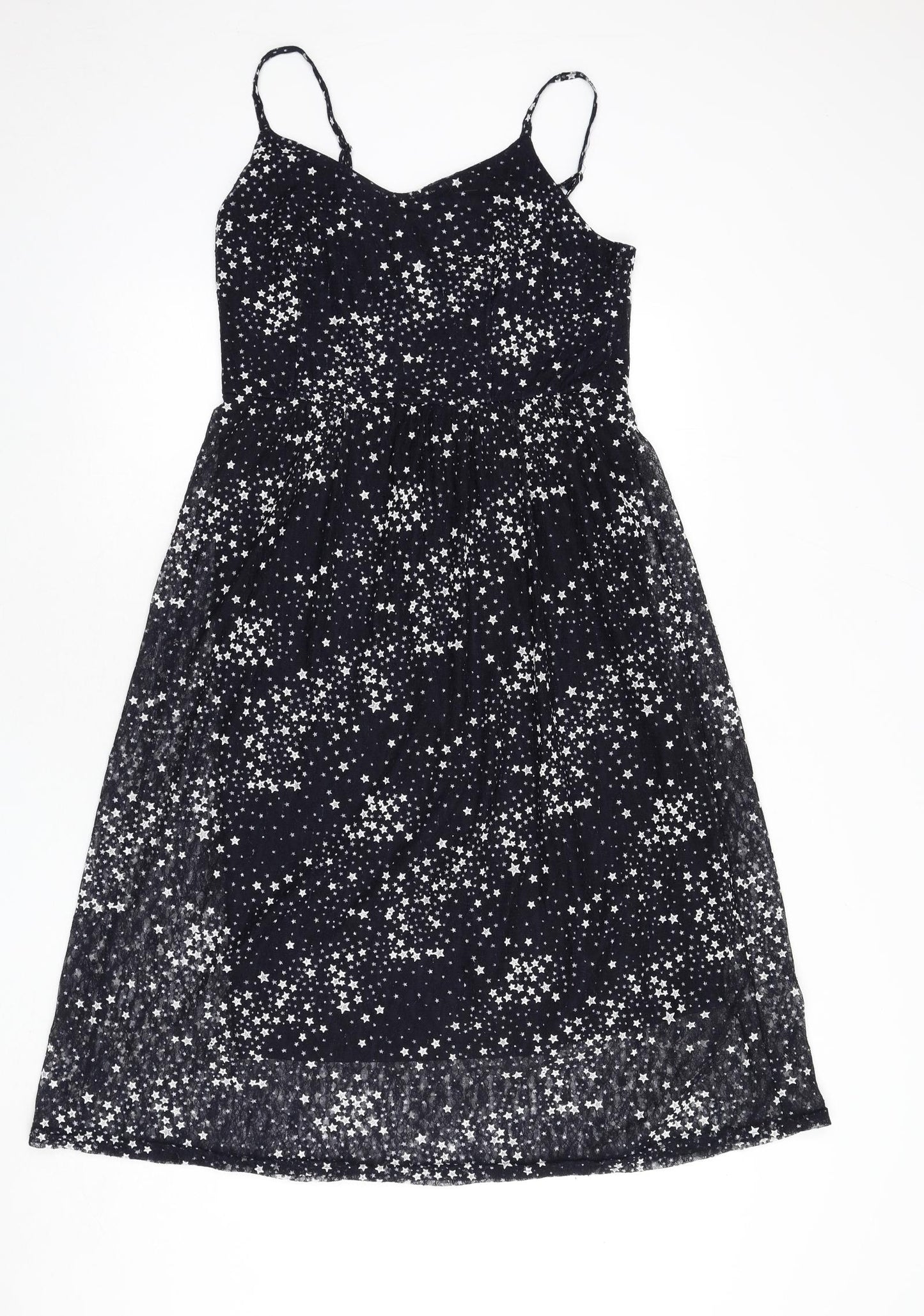 TFNC Womens Blue Geometric Polyester A-Line Size M Scoop Neck Pullover - Star Print