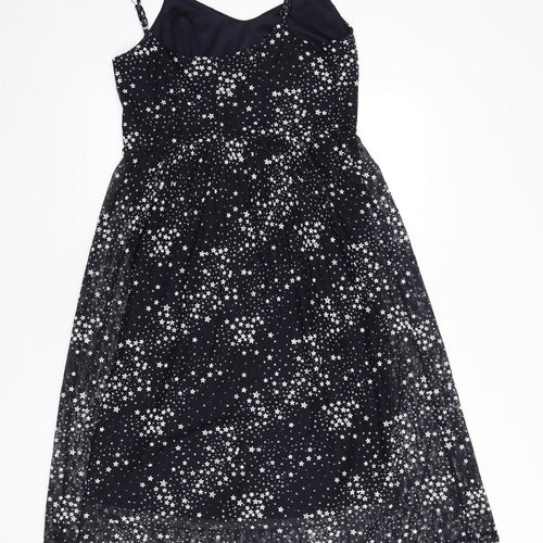 TFNC Womens Blue Geometric Polyester A-Line Size M Scoop Neck Pullover - Star Print