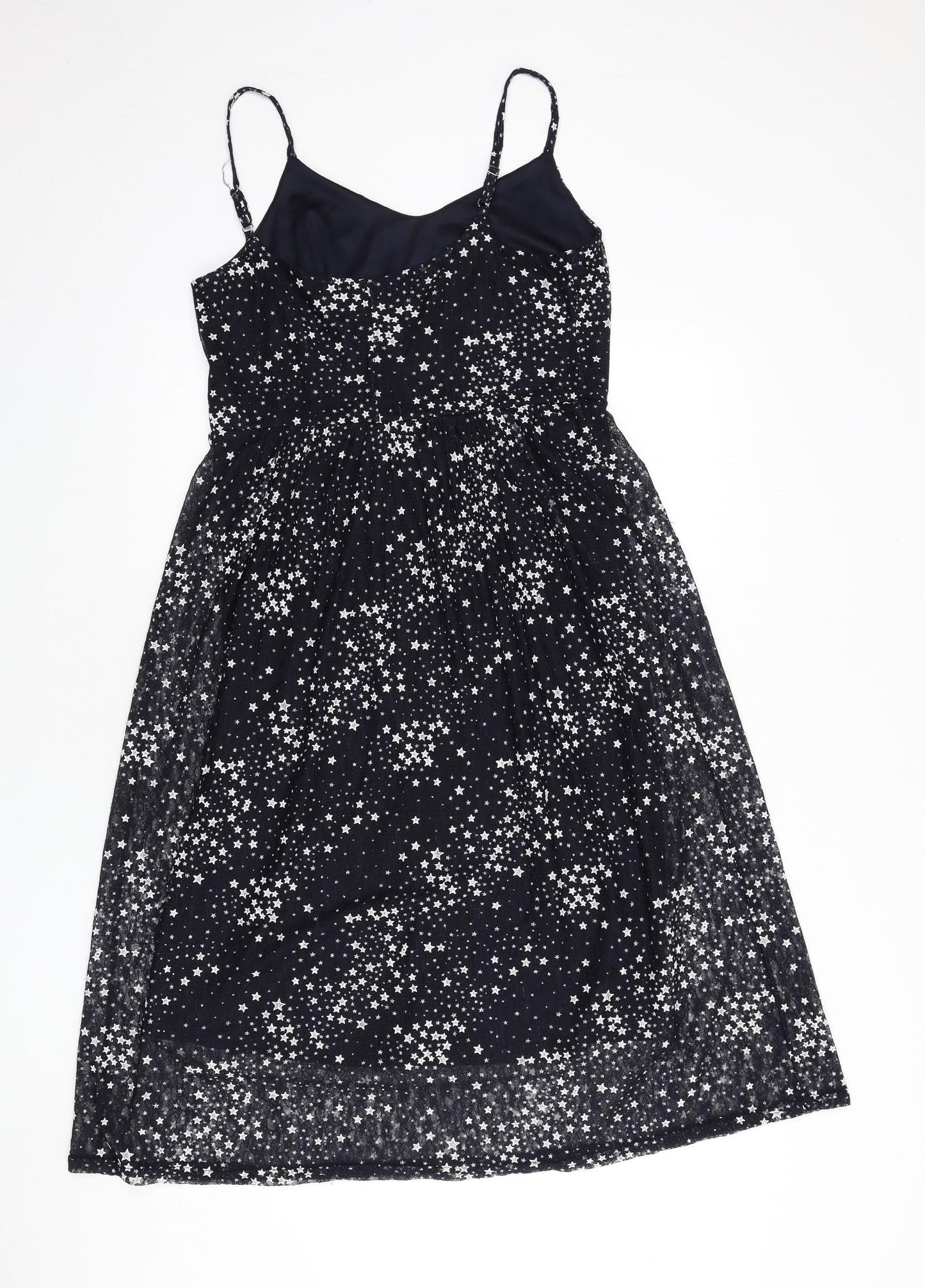 TFNC Womens Blue Geometric Polyester A-Line Size M Scoop Neck Pullover - Star Print