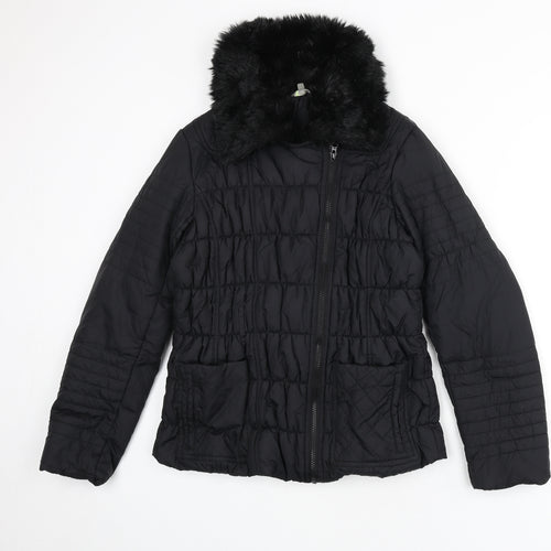 Marks and Spencer Womens Black Puffer Jacket Coat Size 12 Zip