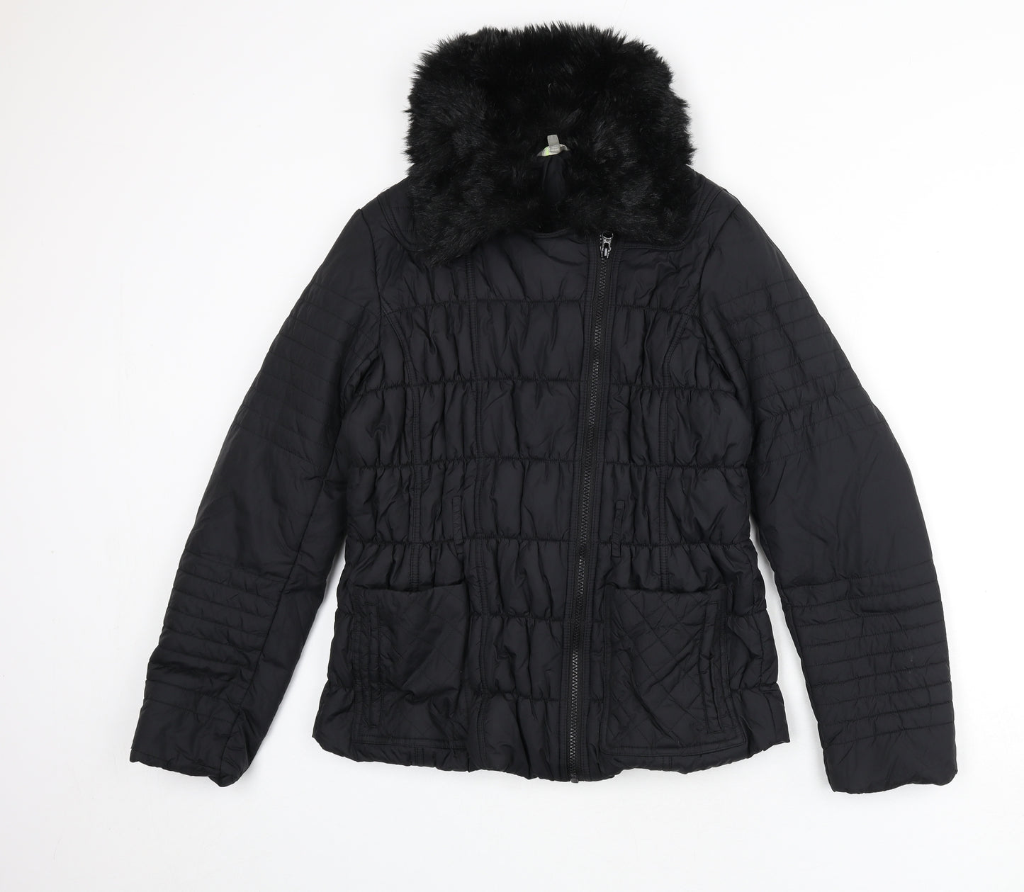 Marks and Spencer Womens Black Puffer Jacket Coat Size 12 Zip