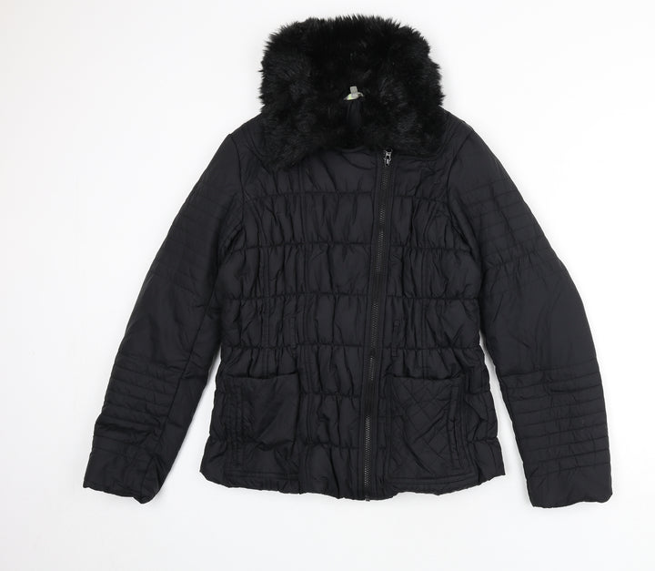 Marks and Spencer Womens Black Puffer Jacket Coat Size 12 Zip