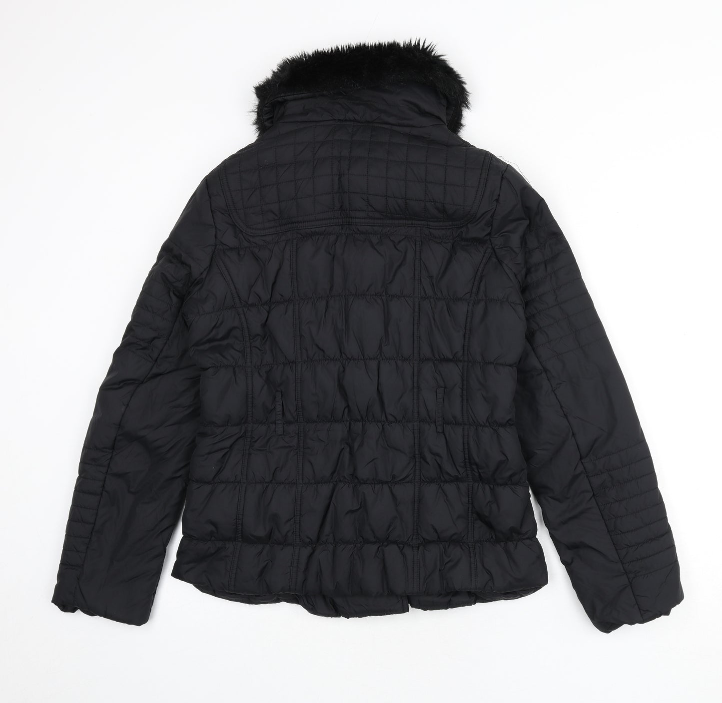 Marks and Spencer Womens Black Puffer Jacket Coat Size 12 Zip