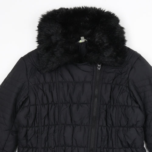Marks and Spencer Womens Black Puffer Jacket Coat Size 12 Zip