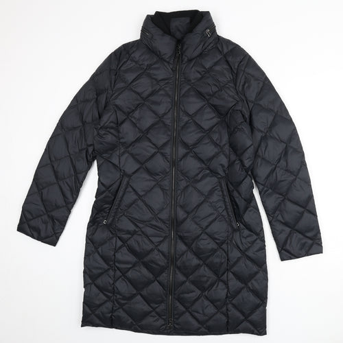 Marks and Spencer Womens Black Quilted Coat Size 12 Zip