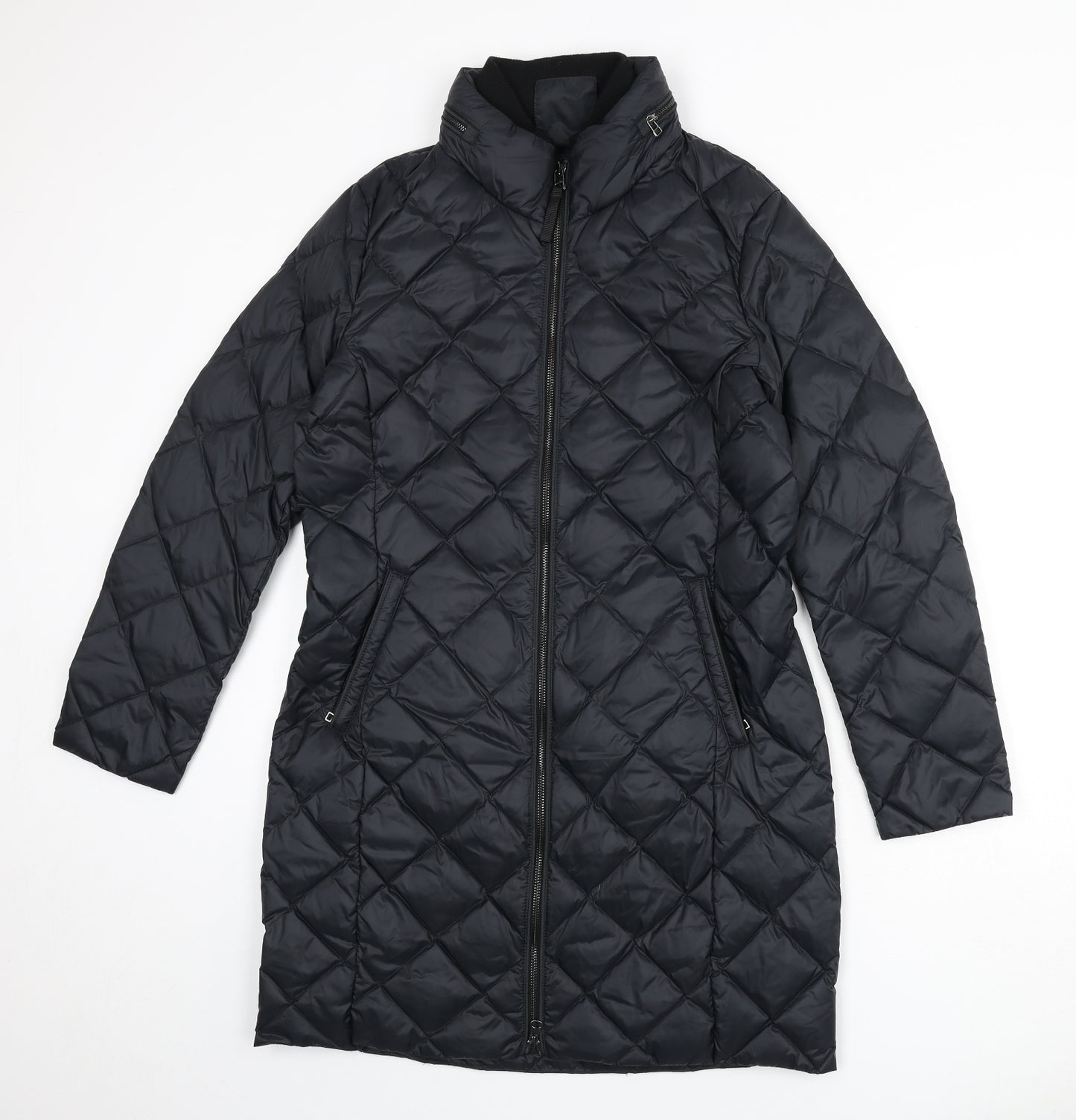 Marks and Spencer Womens Black Quilted Coat Size 12 Zip