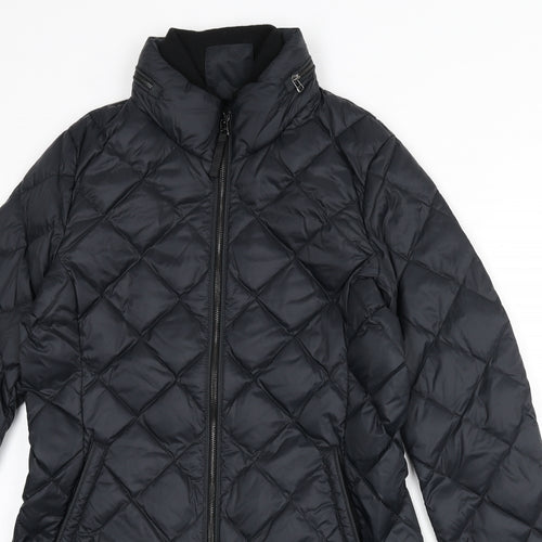 Marks and Spencer Womens Black Quilted Coat Size 12 Zip