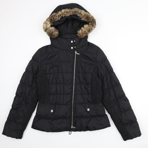 Karen Millen Womens Black Puffer Jacket Coat Size 12 Zip