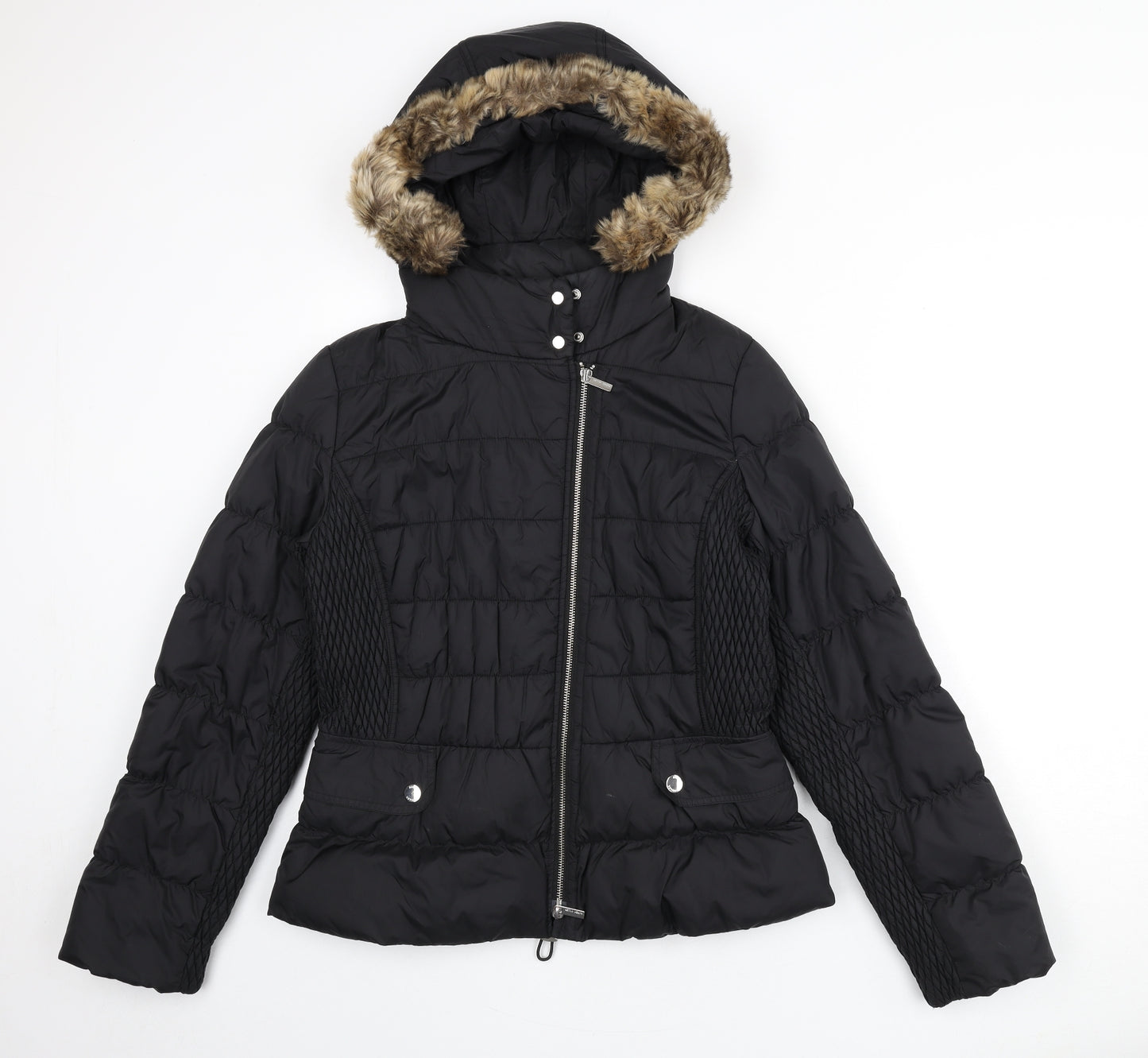 Karen Millen Womens Black Puffer Jacket Coat Size 12 Zip