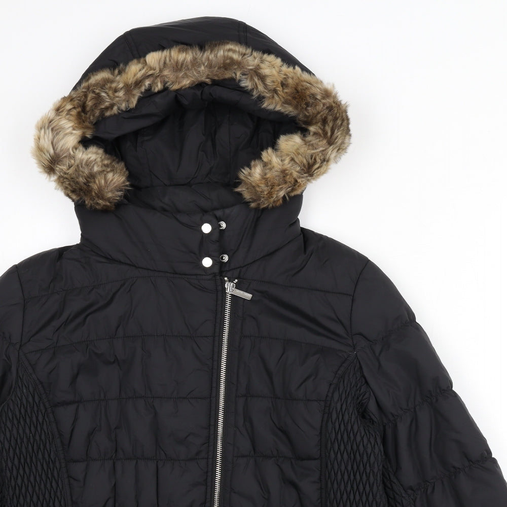 Karen Millen Womens Black Puffer Jacket Coat Size 12 Zip
