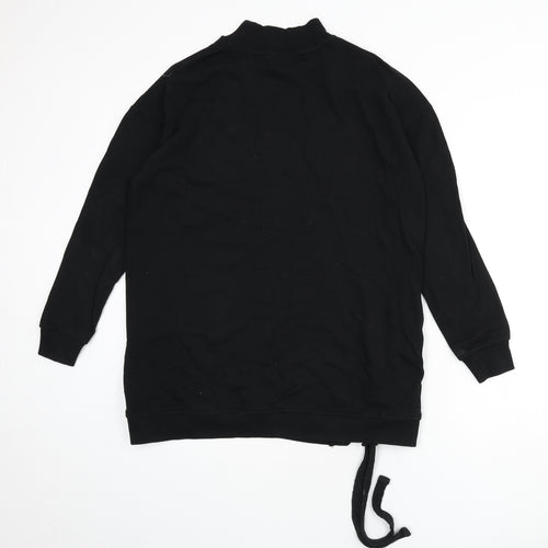 Capsule Womens Black Cotton Pullover Sweatshirt Size 12 Pullover - Mock Neck, Lace Up Detail