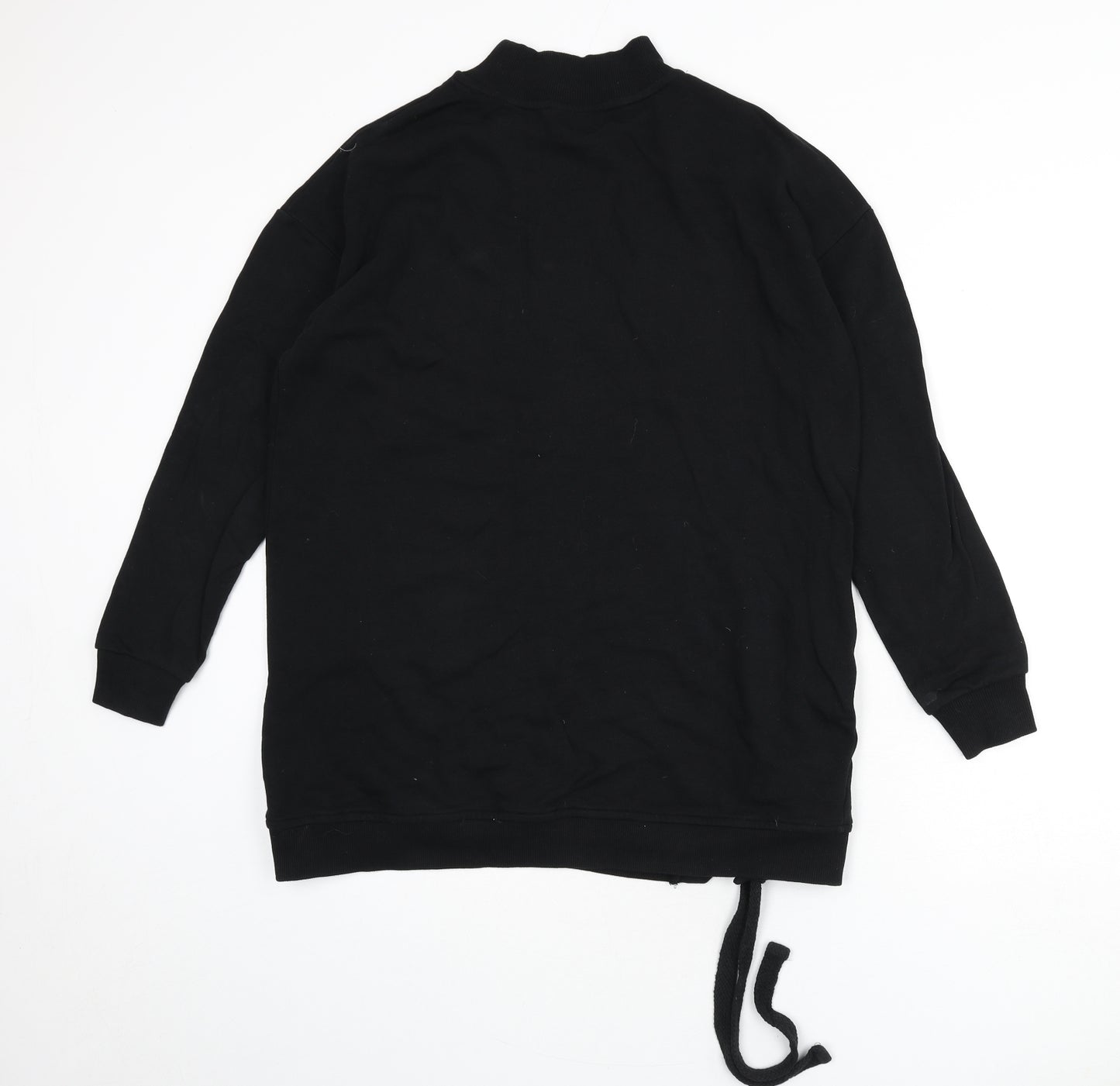 Capsule Womens Black Cotton Pullover Sweatshirt Size 12 Pullover - Mock Neck, Lace Up Detail