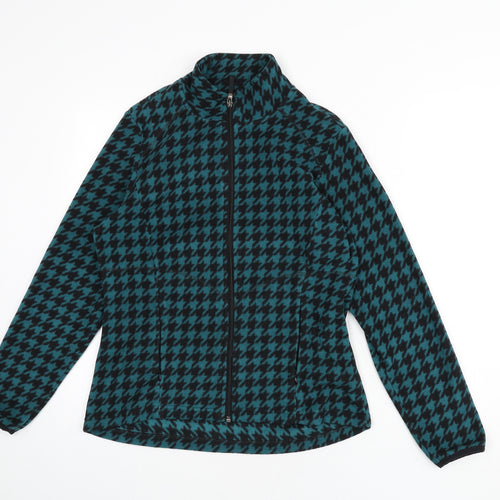 Marks and Spencer Womens Green Geometric Jacket Size 12 Zip - Houndstooth