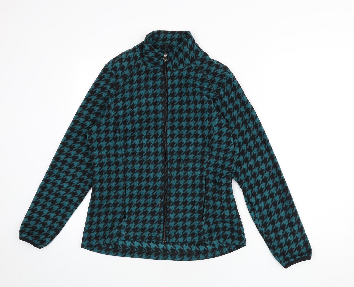 Marks and Spencer Womens Green Geometric Jacket Size 12 Zip - Houndstooth