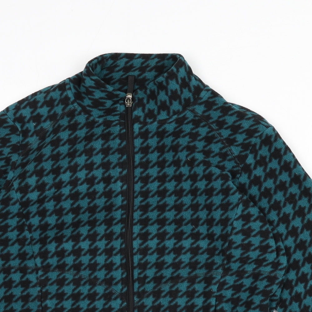 Marks and Spencer Womens Green Geometric Jacket Size 12 Zip - Houndstooth
