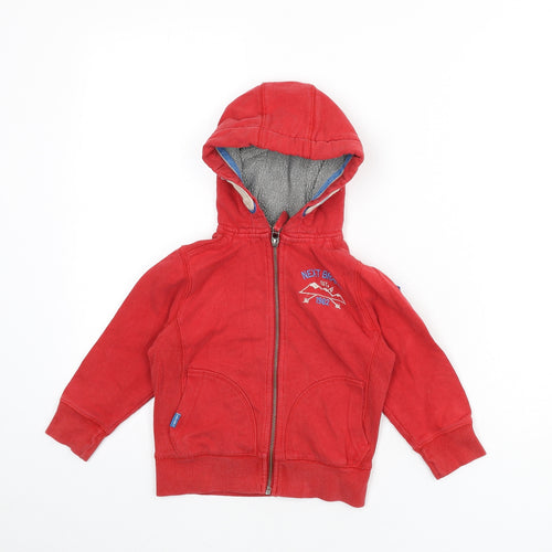 NEXT Boys Red Cotton Full Zip Hoodie Size 4 Years Zip