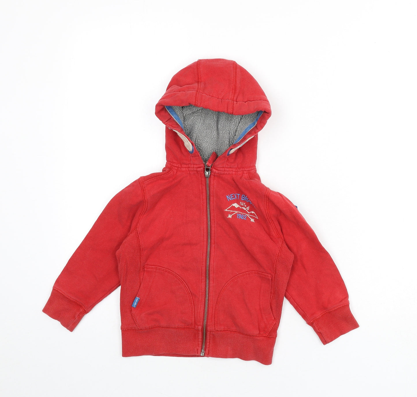 NEXT Boys Red Cotton Full Zip Hoodie Size 4 Years Zip