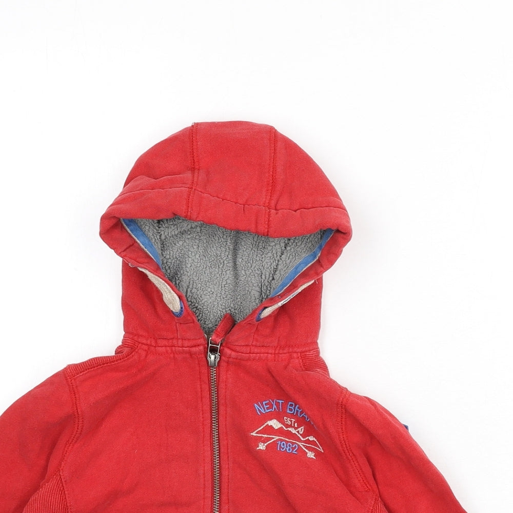 NEXT Boys Red Cotton Full Zip Hoodie Size 4 Years Zip