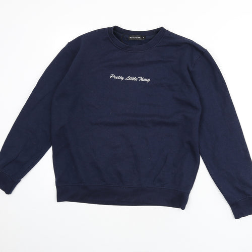 PRETTYLITTLETHING Womens Blue Cotton Pullover Sweatshirt Size S Pullover