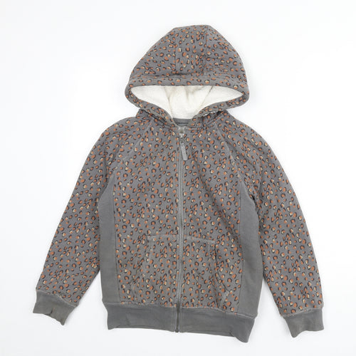 NEXT Womens Grey Animal Print Cotton Full Zip Hoodie Size 12 Zip - Leopard Print