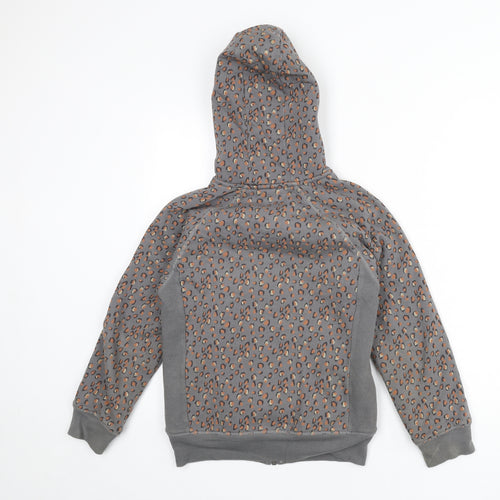 NEXT Womens Grey Animal Print Cotton Full Zip Hoodie Size 12 Zip - Leopard Print