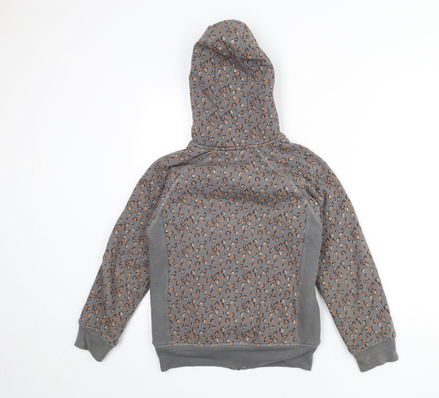 NEXT Womens Grey Animal Print Cotton Full Zip Hoodie Size 12 Zip - Leopard Print
