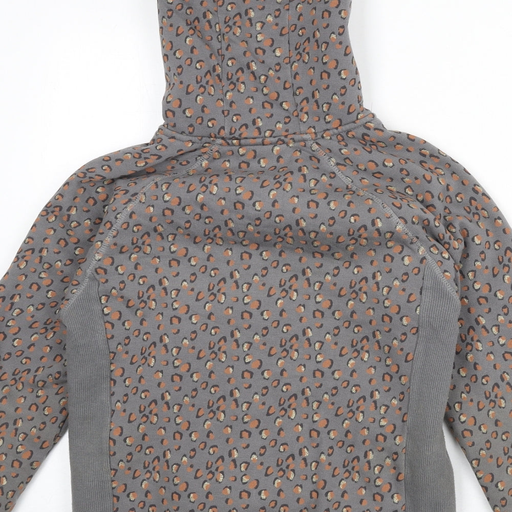NEXT Womens Grey Animal Print Cotton Full Zip Hoodie Size 12 Zip - Leopard Print