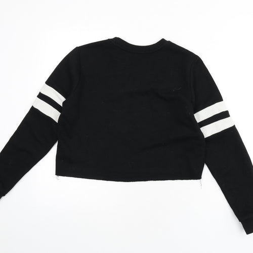 FOREVER 21 Womens Black Cotton Pullover Sweatshirt Size S Pullover - No Hard Feelings, Cropped, Stripe Detail