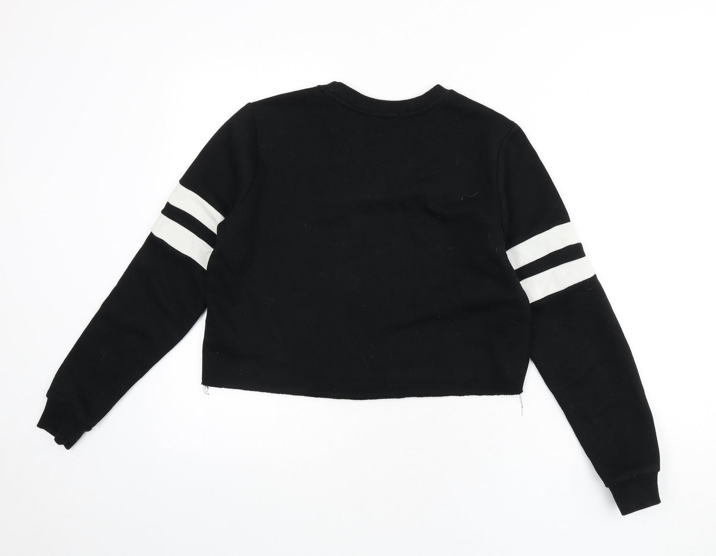 FOREVER 21 Womens Black Cotton Pullover Sweatshirt Size S Pullover - No Hard Feelings, Cropped, Stripe Detail