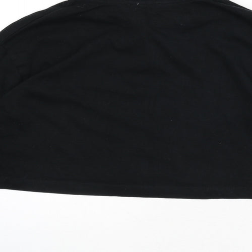 Zara Womens Black 100% Cotton Cropped Polo Size S Collared