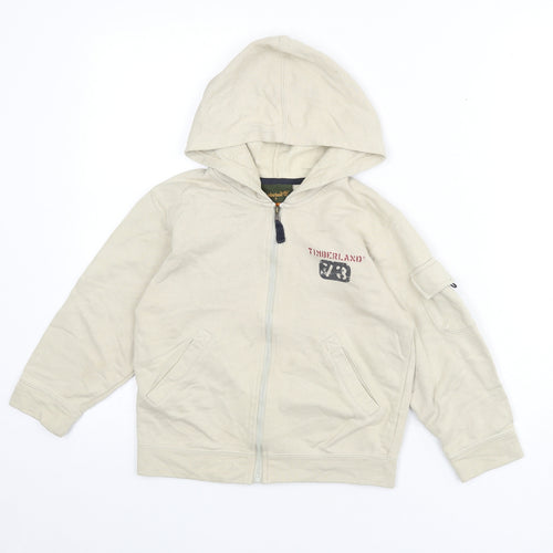 Timberland Boys Beige 100% Cotton Full Zip Hoodie Size 6 Years Zip